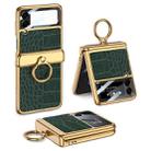 For Samsung Galaxy Z Flip3 5G GKK Integrated Plating + Leather Flip Phone Case(Crocodile Green) - 1