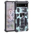 For Google Pixel 6a Camouflage Armor TPU + PC Magnetic Holder Phone Case(Mint Green) - 1