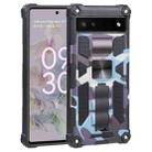 For Google Pixel 6a Camouflage Armor TPU + PC Magnetic Holder Phone Case(Light Blue) - 1