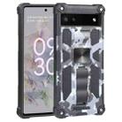 For Google Pixel 6a Camouflage Armor TPU + PC Magnetic Holder Phone Case (Grey) - 1