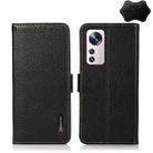 For Xiaomi 12 Lite KHAZNEH Side-Magnetic Litchi Genuine Leather RFID Phone Case(Black) - 1