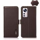 For Xiaomi 12 Lite KHAZNEH Side-Magnetic Litchi Genuine Leather RFID Phone Case(Brown) - 1