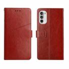 For Motorola Moto G82 Y Stitching Horizontal Flip Leather Phone Case(Brown) - 1