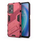 For OnePlus Nord CE 2 Lite 5G/Realme 9 Pro Punk Armor 2 in 1 Shockproof Phone Case with Invisible Holder(Light Red) - 1