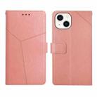 For iPhone 14 Y Stitching Horizontal Flip Leather Phone Case (Rose Gold) - 1