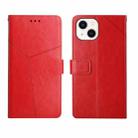 For iPhone 14 Plus Y Stitching Horizontal Flip Leather Phone Case  (Red) - 1
