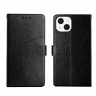 For iPhone 14 Plus Y Stitching Horizontal Flip Leather Phone Case  (Black) - 1