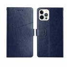 For iPhone 14 Pro Max Y Stitching Horizontal Flip Leather Phone Case (Blue) - 1