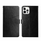 For iPhone 14 Pro Max Y Stitching Horizontal Flip Leather Phone Case (Black) - 1