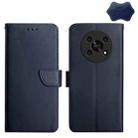 For Honor Magic4 Lite 5G Genuine Leather Fingerprint-proof Horizontal Flip Phone Case(Blue) - 1