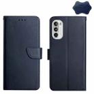 For Motorola Moto G82 Genuine Leather Fingerprint-proof Horizontal Flip Phone Case(Blue) - 1