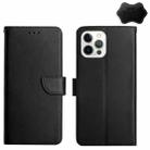 For iPhone 14 Pro Genuine Leather Fingerprint-proof Horizontal Flip Phone Case (Black) - 1