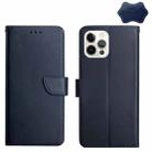 For iPhone 14 Pro Genuine Leather Fingerprint-proof Horizontal Flip Phone Case (Blue) - 1