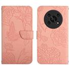 For Honor Magic4 Lite 5G Skin Feel Butterfly Peony Embossed Leather Phone Case(Pink) - 1