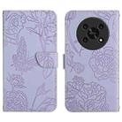 For Honor Magic4 Lite 5G Skin Feel Butterfly Peony Embossed Leather Phone Case(Purple) - 1