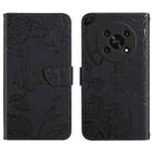 For Honor Magic4 Lite 5G Skin Feel Butterfly Peony Embossed Leather Phone Case(Black) - 1