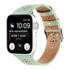 Hollow Genuine Leather Watch Band For Apple Watch Series 8&7 41mm / SE 2&6&SE&5&4 40mm / 3&2&1 38mm(Green) - 1