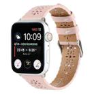 Hollow Genuine Leather Watch Band For Apple Watch Series 8&7 41mm / SE 2&6&SE&5&4 40mm / 3&2&1 38mm(Pink) - 1