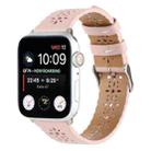Hollow Genuine Leather Watch Band For Apple Watch Series 9&8&7 41mm / SE 3&SE 2&6&SE&5&4 40mm / 3&2&1 38mm(Pink) - 1