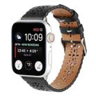 Hollow Genuine Leather Watch Band For Apple Watch Ultra 49mm / Series 8&7 45mm / SE 2&6&SE&5&4 44mm / 3&2&1 42mm(Black) - 1