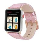 Glitter Genuine Leather Watch Band For Apple Watch Series 8&7 41mm / SE 2&6&SE&5&4 40mm / 3&2&1 38mm(Pink) - 1