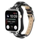 Bracelet Genuine Leather Watch Band For Apple Watch Series 9&8&7 41mm / SE 3&SE 2&6&SE&5&4 40mm / 3&2&1 38mm(Black) - 1