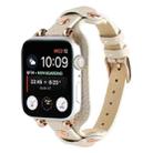 Bracelet Genuine Leather Watch Band For Apple Watch Series 9&8&7 41mm / SE 3&SE 2&6&SE&5&4 40mm / 3&2&1 38mm(Beige) - 1