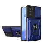 For OPPO A16 Sliding Camshield TPU+PC Phone Case with Card Slot(Sapphire Blue) - 1