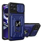 For OPPO Realme 8i Sliding Camshield TPU+PC Phone Case with Card Slot(Sapphire Blue) - 1