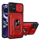 For OPPO Realme 8i Sliding Camshield TPU+PC Phone Case with Card Slot(Red) - 1