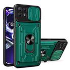 For OPPO Realme 8i Sliding Camshield TPU+PC Phone Case with Card Slot(Dark Green) - 1