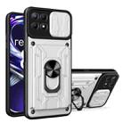 For OPPO Realme 8i Sliding Camshield TPU+PC Phone Case with Card Slot(Pearl White) - 1