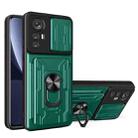 For Xiaomi 12 Pro Sliding Camshield TPU+PC Phone Case with Card Slot(Dark Green) - 1