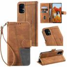 For OPPO A74 4G Splicing Leather Phone Case(Brown) - 1