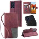 For OPPO Reno7 5G Splicing Leather Phone Case(Red) - 1