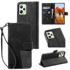 For OPPO Realme C35 Splicing Leather Phone Case(Black) - 1