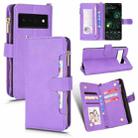 For Google Pixel 6 Pro Litchi Texture Zipper Leather Phone Case(Purple) - 1