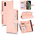 For iPhone XS Max Litchi Texture Zipper Leather Phone Case(Pink) - 1