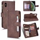 For iPhone XS Max Litchi Texture Zipper Leather Phone Case(Brown) - 1