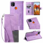 For Xiaomi Redmi 9C/Redmi 10A Splicing Leather Phone Case(Purple) - 1