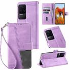 For Xiaomi Redmi K50/K50 Pro Splicing Leather Phone Case(Purple) - 1