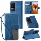 For Xiaomi Redmi K50/K50 Pro Splicing Leather Phone Case(Blue) - 1