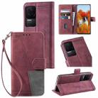 For Xiaomi Redmi K40s Splicing Leather Phone Case(Red) - 1