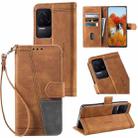 For Xiaomi Redmi K40s Splicing Leather Phone Case(Brown) - 1