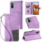 For Xiaomi Redmi Note 10 4G Splicing Leather Phone Case(Purple) - 1