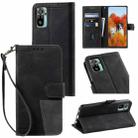 For Xiaomi Redmi Note 10 4G Splicing Leather Phone Case(Black) - 1