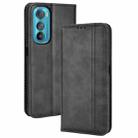 For Motorola Edge 30 Magnetic Buckle Retro Texture Leather Phone Case(Black) - 1