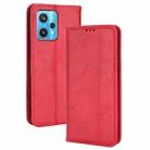For OPPO Realme 9 4G / 9 Pro+ Magnetic Buckle Retro Texture Leather Phone Case(Red) - 1