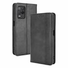 For OPPO Realme 9 5G India / V13 5G / 8 5G Magnetic Buckle Retro Texture Leather Phone Case(Black) - 1