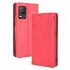 For OPPO Realme 9 5G India / V13 5G / 8 5G Magnetic Buckle Retro Texture Leather Phone Case(Red) - 1